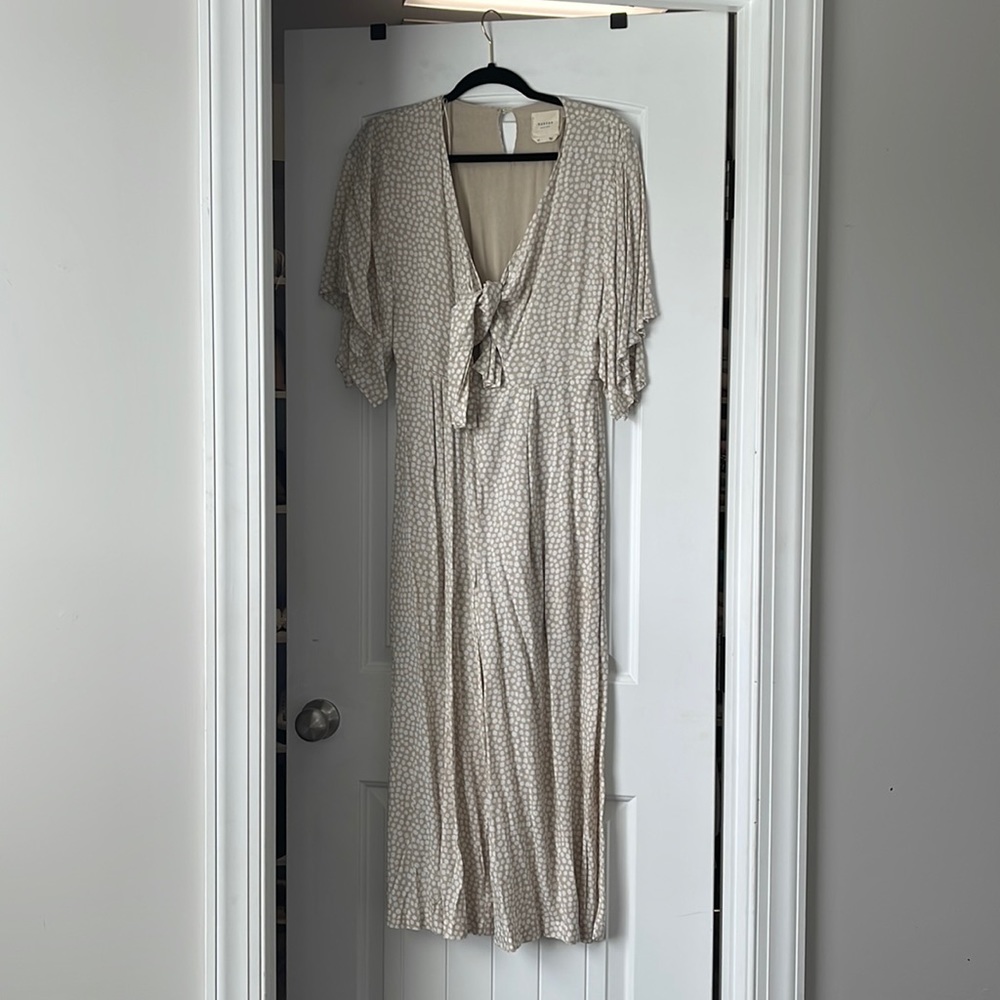 White and beige polka dot jumpsuit
